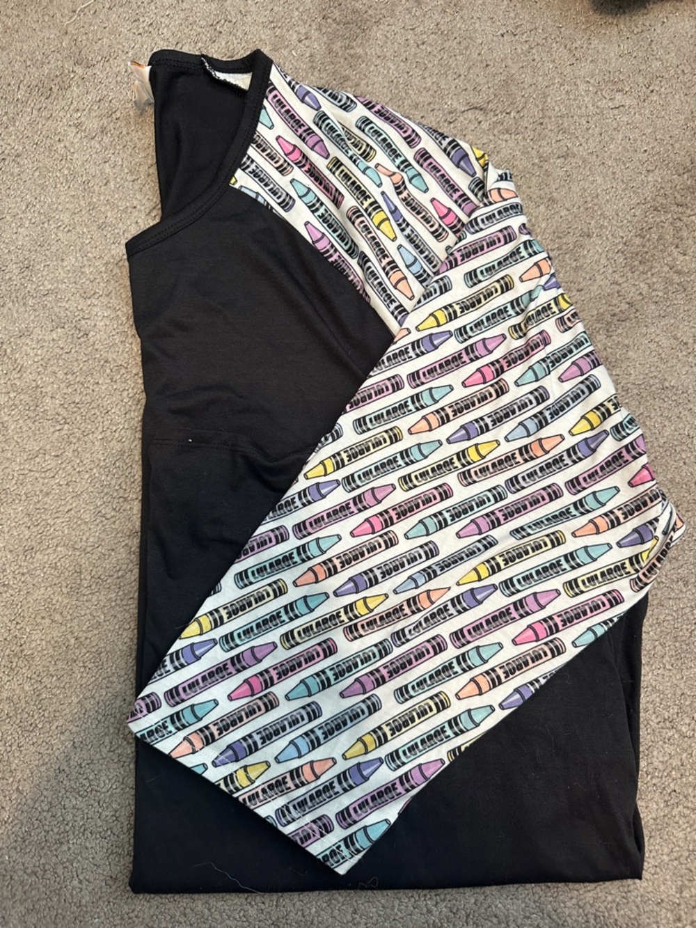 LuLaRoe Black Top with Pastel Crayon Print 1/2-3/4 Sleeve